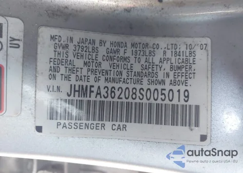 2008 Honda Civic Hybrid из США, поврежденный, VIN JHMFA36208S005019